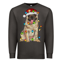 Smoke pug with christmas lights Premium Sweatshirt - RanaPortraitStore