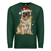 Sports Green pug with christmas lights Premium Sweatshirt - RanaPortraitStore