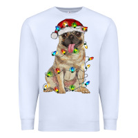White pug with christmas lights Premium Sweatshirt - RanaPortraitStore