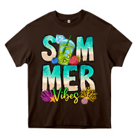 Chocolate Brown Summer Vibes Heavy Core Tee - CowhideDigitalArt