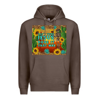 Coffee don't think jesus done it that way western skeleton cactus Premium Hoodie - Artiststas