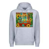 Heather Grey don't think jesus done it that way western skeleton cactus Premium Hoodie - Artiststas