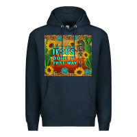 Navy don't think jesus done it that way western skeleton cactus Premium Hoodie - Artiststas