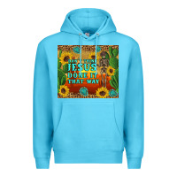 Ocean Blue don't think jesus done it that way western skeleton cactus Premium Hoodie - Artiststas