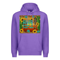 Purple don't think jesus done it that way western skeleton cactus Premium Hoodie - Artiststas