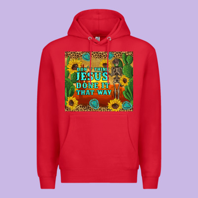 Don't Think Jesus Done It That Way Western Skeleton Cactus Premium Hoodie Designed By Artiststas