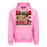 Fuchsia Pink ho ho ho and a bottle of merlot Urban Hoodie - AdoDesignShop