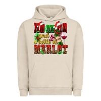 Pigment French Oak ho ho ho and a bottle of merlot Urban Hoodie - AdoDesignShop