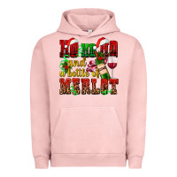 Pigment Salmon ho ho ho and a bottle of merlot Urban Hoodie - AdoDesignShop