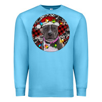 Ocean Blue pitbull and buffalo plaid Premium Sweatshirt - RanaPortraitStore
