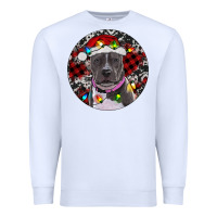 White pitbull and buffalo plaid Premium Sweatshirt - RanaPortraitStore