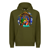 Army Green jesus and mary with god Premium Hoodie - AdoDesignShop