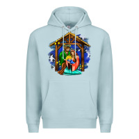 Blue Mist jesus and mary with god Premium Hoodie - AdoDesignShop
