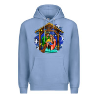 Colony Blue jesus and mary with god Premium Hoodie - AdoDesignShop
