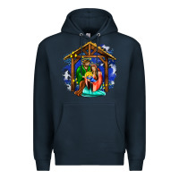 Navy jesus and mary with god Premium Hoodie - AdoDesignShop
