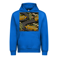 Cobalt cactus camouflage school bus seamless pattern Urban Hoodie - BundleAndBundleShop