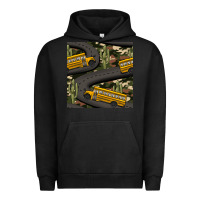 Pigment Black cactus camouflage school bus seamless pattern Urban Hoodie - BundleAndBundleShop