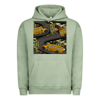 Pigment Oil Green cactus camouflage school bus seamless pattern Urban Hoodie - BundleAndBundleShop