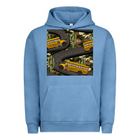 Pigment Pebble Blue cactus camouflage school bus seamless pattern Urban Hoodie - BundleAndBundleShop