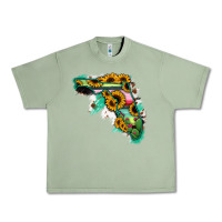Oil Green Florida Map Sunflower Cactus Serape Urban Heavy Tee - RanaPortraitStore