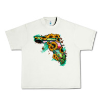 Pistachio Florida Map Sunflower Cactus Serape Urban Heavy Tee - RanaPortraitStore