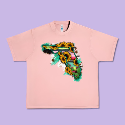 Florida Map Sunflower Cactus Serape Urban Heavy Tee Designed By Ranaportraitstore