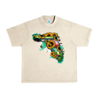 Sandshell Florida Map Sunflower Cactus Serape Urban Heavy Tee - RanaPortraitStore