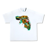 White Florida Map Sunflower Cactus Serape Urban Heavy Tee - RanaPortraitStore