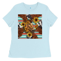 Baby Blue western horse Ladies Tee - BarkalooDesign