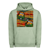 Pigment Oil Green christmas school bus seamless pattern Urban Hoodie - BundleAndBundleShop