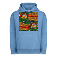 Pigment Pebble Blue christmas school bus seamless pattern Urban Hoodie - BundleAndBundleShop