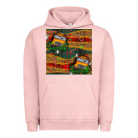 Pigment Salmon christmas school bus seamless pattern Urban Hoodie - BundleAndBundleShop