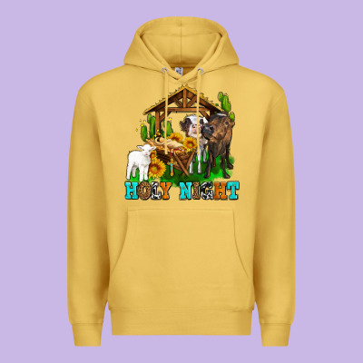 Holy Nıght Cows And Sunflowers Premium Hoodie Designed By Adodesignshop