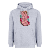 Heather Grey floral cowgirl boots Heavyweight Hoodie - texasbilliewilder