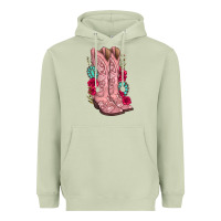 Matcha floral cowgirl boots Heavyweight Hoodie - texasbilliewilder