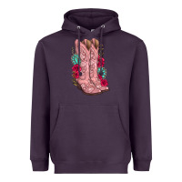 Plum floral cowgirl boots Heavyweight Hoodie - texasbilliewilder