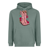 Sage floral cowgirl boots Heavyweight Hoodie - texasbilliewilder