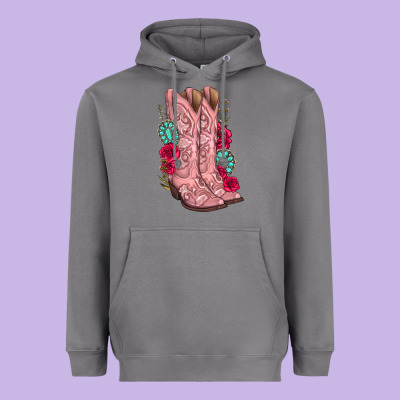 Heavyweight Hoodie floral cowgirl boots
