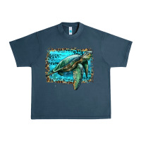 Midnight Navy sea turtle with background Urban Heavy Tee - Artiststas