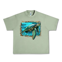 Sea Turtle With Background Urban Heavy Tee | Teevron