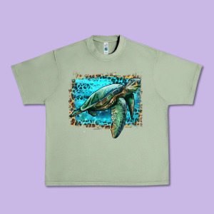 Sea Turtle With Background Urban Heavy Tee Designed By Artiststas