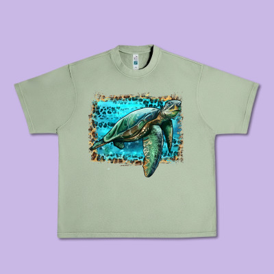 Sea Turtle With Background Urban Heavy Tee Designed By Artiststas