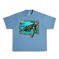 Pebble Blue sea turtle with background Urban Heavy Tee - Artiststas