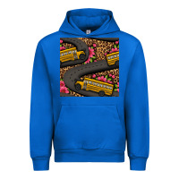Cobalt flower leopard school bus seamless pattern Urban Hoodie - BundleAndBundleShop