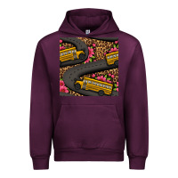 Mauve Wine flower leopard school bus seamless pattern Urban Hoodie - BundleAndBundleShop