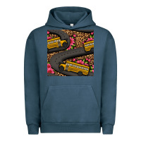 Pigment Midnight Navy flower leopard school bus seamless pattern Urban Hoodie - BundleAndBundleShop