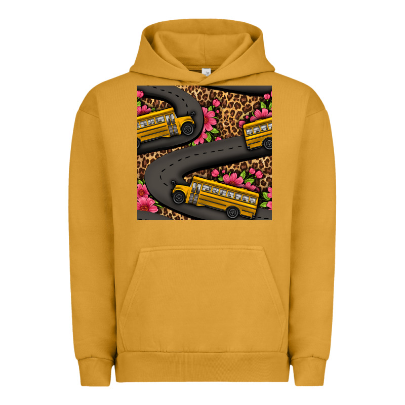 Flower Leopard School Bus Seamless Pattern Urban Hoodie by BundleAndBundleShop | Teevron