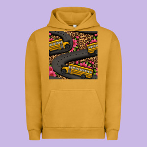 Flower Leopard School Bus Seamless Pattern Urban Hoodie Designed By Bundleandbundleshop