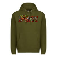 Army Green Christmas Howdy Bronco Rodeo Premium Hoodie - JahusDesignShop