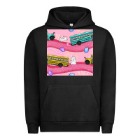 Pigment Black easter school bus seamless pattern Urban Hoodie - BundleAndBundleShop